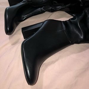 Shein over the knee black heeled boots